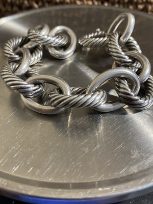 David Yurman 925 Sterling Silber ovale Gliederkette Armband