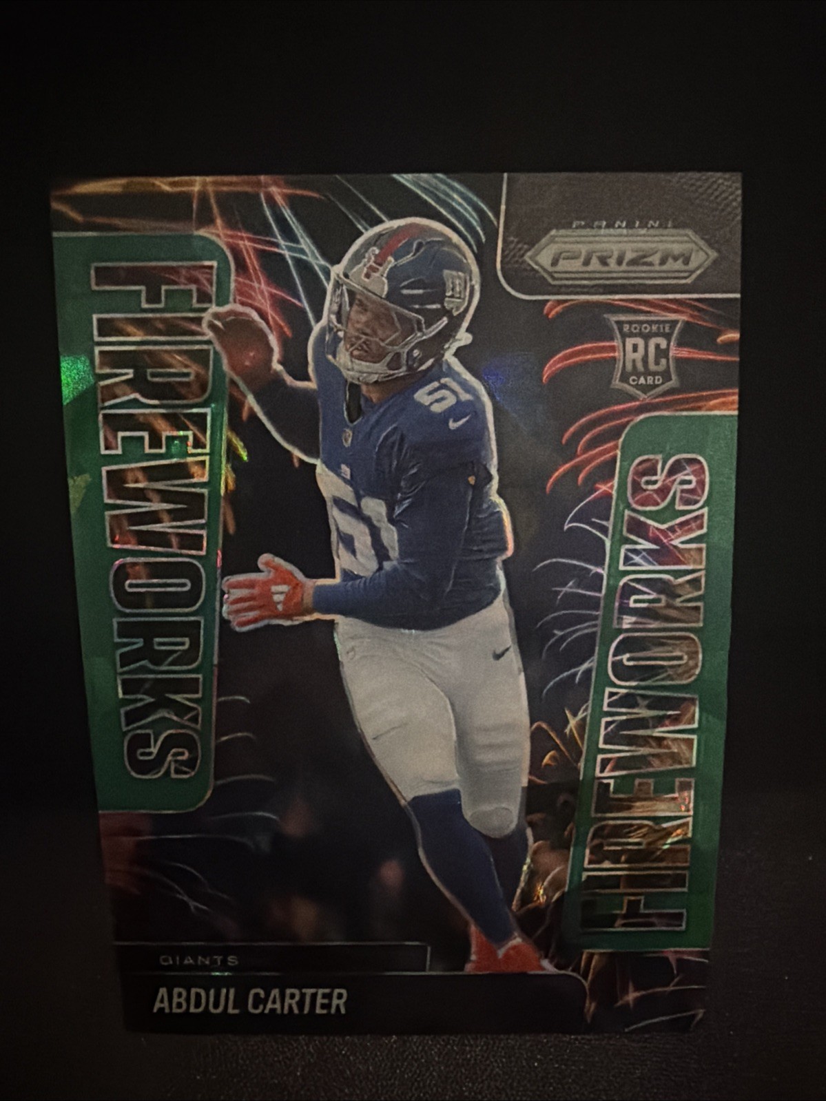 2025 Panini Prizm Abdul Carter Fireworks Green Ice New York Giants #7