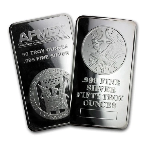 50 oz Silver Bar -  Secondary Market Brand Varies .999 Fine Silver