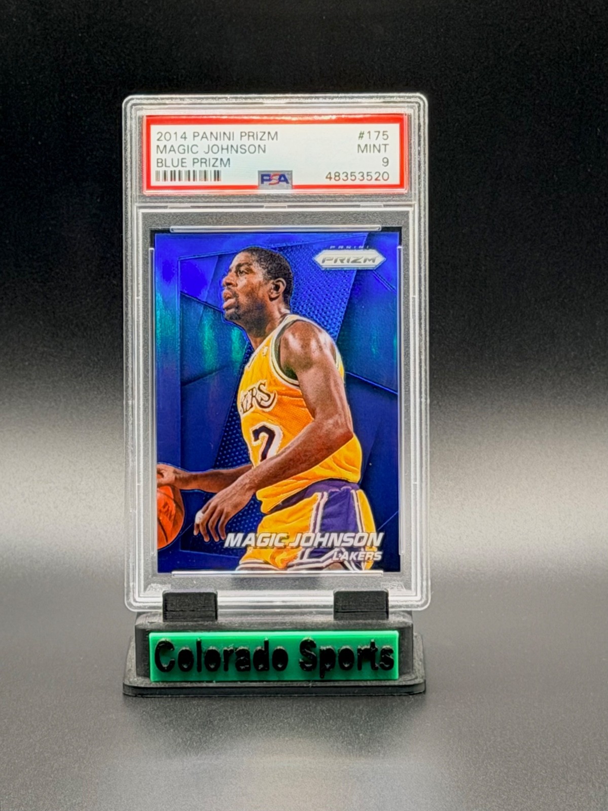MAGIC JOHNSON 2014-15 Panini Prizm #175 Blue Prizm 86/99 PSA 9 Mint