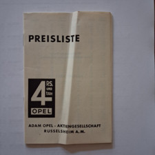 Opel 4 PS + 1,1 Liter Preisliste f. Ersatztei...