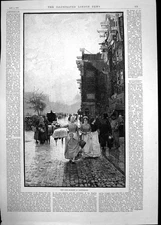 Old Antique Print Fish Market Amsterdam Lady Harry Scene Blind Love 1889 19th