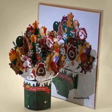 B32-Christmas Tree Pop Up Greeting Card - Handcrafted Holiday Card