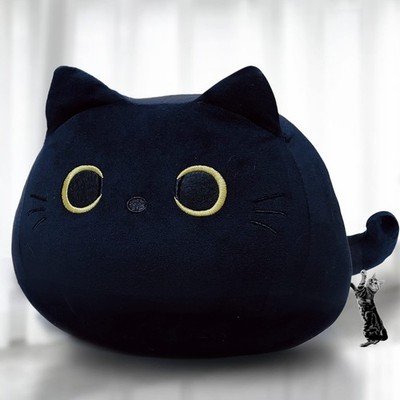 Katzen Schwarze weiches Stofftier Kopfkissen Plüschpuppe, Plüschtier Katze, S...