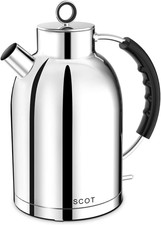 1.5L Electric Kettle - Stainless Steel, Auto Shut-Off, 1500W, Silver