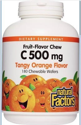 2 Pack Natural Factors Natural Fruit Chews (Vitamin C 500mg) 180 Chewable Wafers