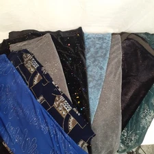 Lot of Mixed Fabric Assorted Colors and Sizes 8 Large Pieces Glitter Colorful