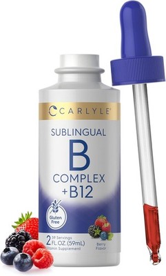 Vitamin B Complex Liquid | 2 fl oz | with B12 |  Berry Flavor | by Carlyle