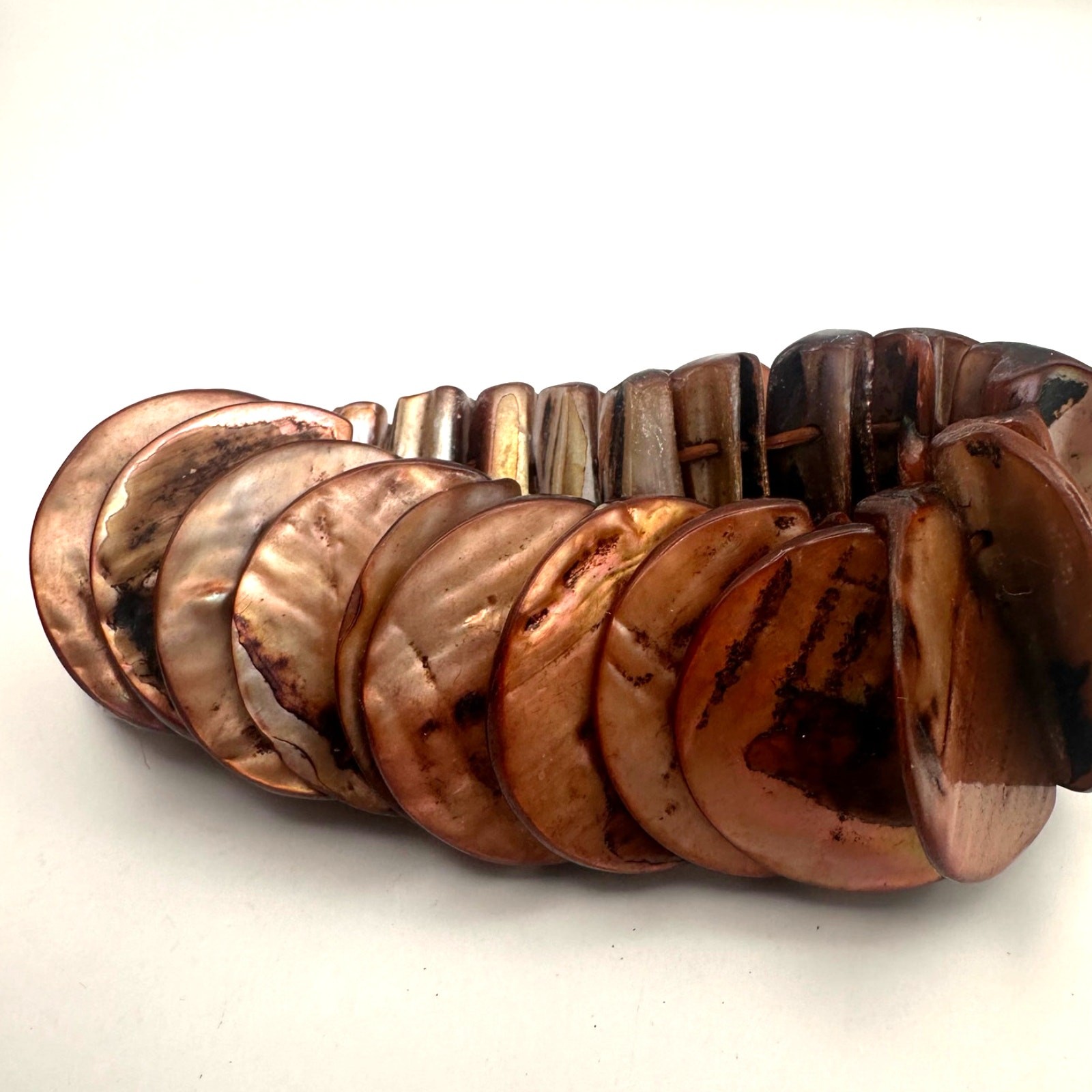 Shell Stretch Bracelet Abalone Oversized Wide Bro… - image 6