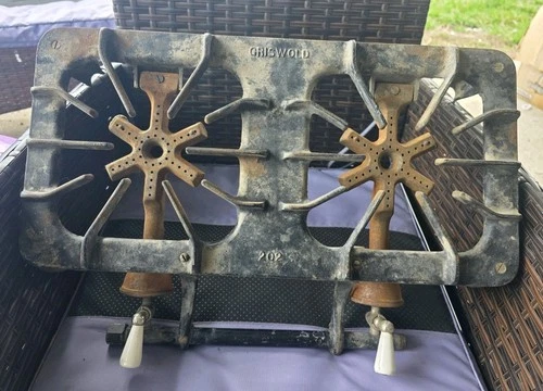 Vintage Griswold No. 202 Cast Iron Dual Burner Camp Stove - Sold As-Is Untested