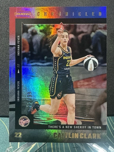2025 Panini Caitlin Clark Chronicled #49 Red Blue Holo /99 New Sheriff In Town