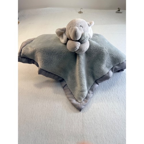 Grey Elephant Security Blanket Plush Satin Trim Lovey Nursery Toy 13x13