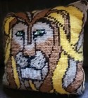 Vintage Custom Lion Cross Stitch  Pillow. Beautiful Detail.  — photo 2