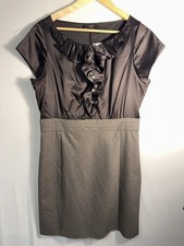 The Limited Ruffle Sheath Dress Size 14 NWT Brown Career Work