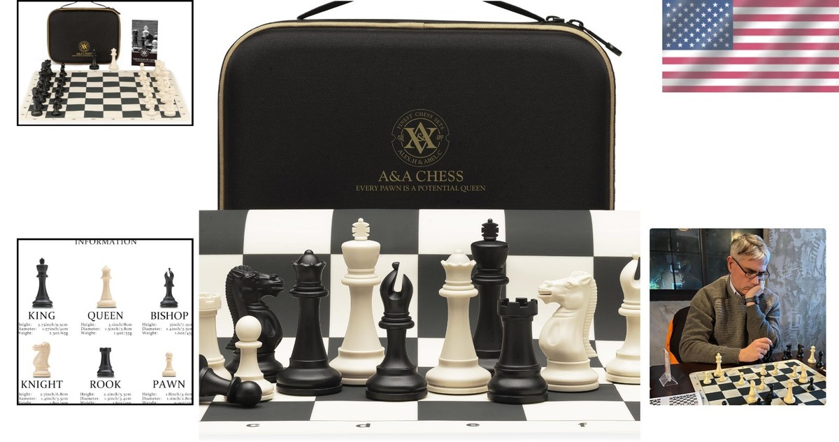 Classic 20'' x 20'' Tournament Chess Set with Quadruple Weighted