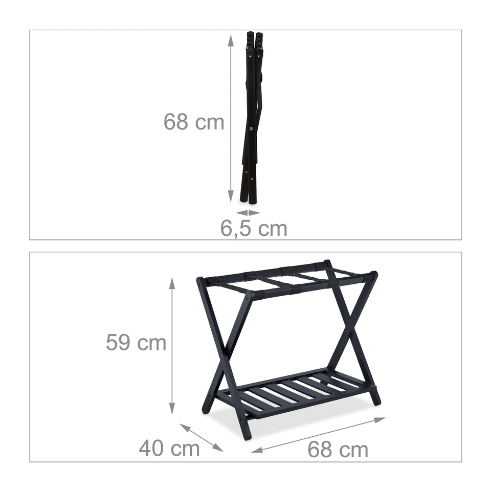 Kofferständer Kofferhocker Gepäckständer Luggage Rack klappbar Bambus Kofferbock - Bild 4 von 4
