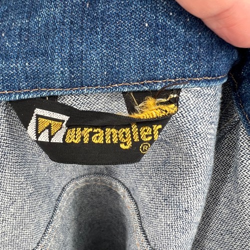 Wrangler Vintage 70s Unlined 100% Cotton Denim Trucker Jacket Western Cowboy L - Picture 7 of 10