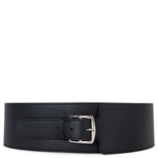72868 auth HERMES black Evergrain leather 2010 ROMY 80 Belt 85
