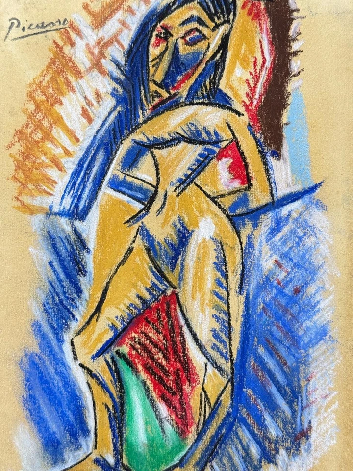 Pablo Picasso (Hecho a Mano) Papel Mixto Dibujo Firmado y Estampado Foto 2 de 4