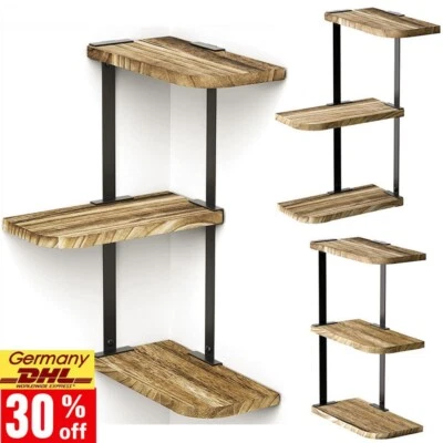 Wandregal Schweberegal Holz Hängeregal mit 3 Verstellbar Wandboard Eckregal DHL - Bild 1 von 4