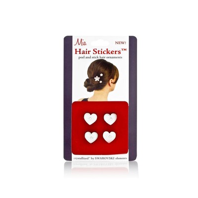 Mia Hair Stickers - Silver Hearts - Mini (4 Pieces)