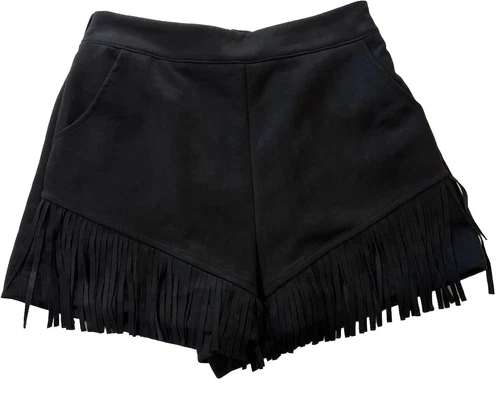ODDY Shorts Black Fringed Faux Suede Pockets Women’s M Cowgirl Western