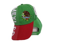 Mexico Mexican Country Letters Flag Green Red Hat Cap 3D embroidered