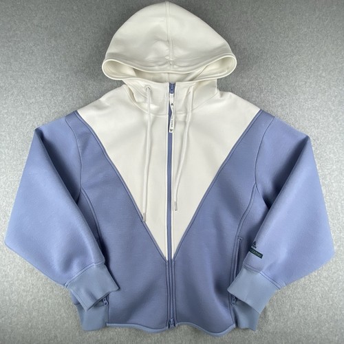 Adidas Stella McCartney Sweatshirt Womens Large Blue White Full Zip Hooded