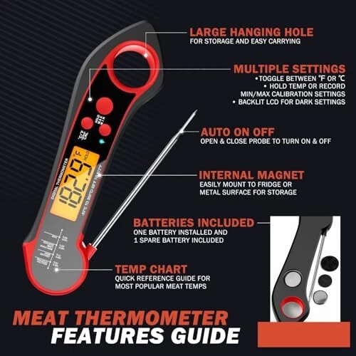 Meat Thermometer Digital, Instant Read Meat Thermometer for Grill and Cooking...