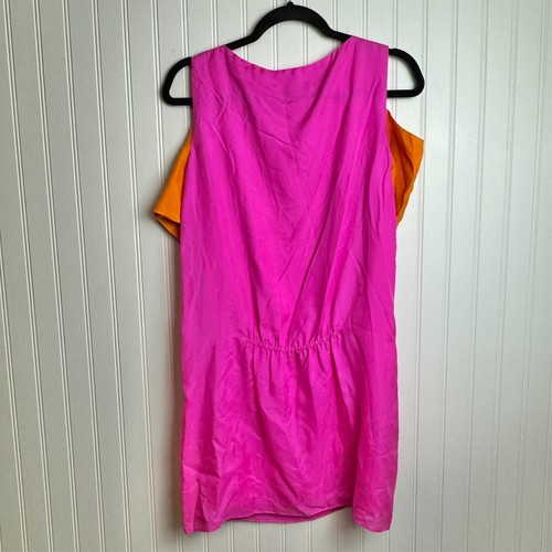 Abito tubino Tibi 100% seta colore arancione rosa blocco spalle fredde taglia 2 N29 - Foto 5 di 5