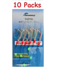 10 Packs Size 2/0 Sabiki Bait Rigs 6 Hooks Offshore Saltwater Fishing Lure-417