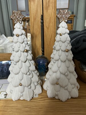 NEW Iced Frosted Gingerbread  White Christmas Tree Decor 6x12 Inches TWO