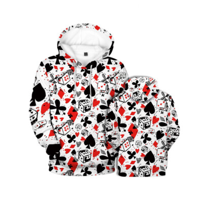 Novelty Poker Card Print Hoodie Men/Women Casual Hoody Sweater