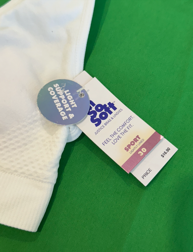 NEW Justice Girls OH SO SOFT White Everyday Sports Bra Padded Racerback 30 - Picture 3 of 4