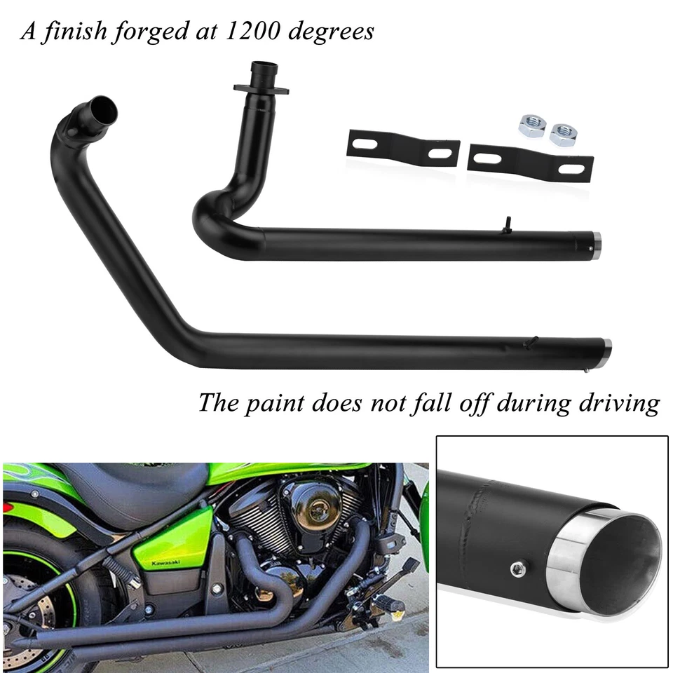 Shortshots Staggered Exhaust Pipes System For Kawasaki Vulcan 900 Classic Custom - Image 4 of 4