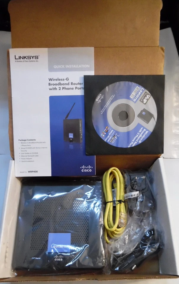 CISCO / Linksys WRP400 2 FXS SIP IP VoIP Analog Gateway with Wireless Router - Image 3 of 3