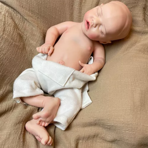 18 Zoll schlafende Reborn Puppe gewichtet 5,6 Pfund weiches Silikon Neugeborenes Baby Mädchen Weihnachtsgeschenk - Bild 6 von 21