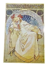 Noteboard Princess Hyacinth Coloured Lithograph 1911 Alphonse Maria Mucha 9"x6" 