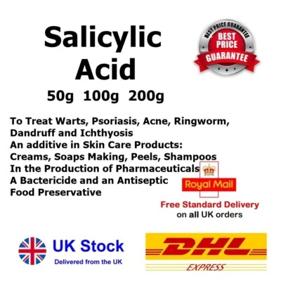 SALICYLIC ACID 99.9% Pure 50g - 200g Cosmetics / Skin / Treatment FREE POST