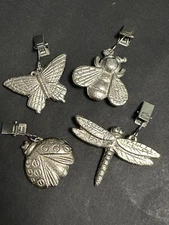 Pewter Tablecloth Weights 2 Ladybugs, 1 Dragonfly, 1 Honeybee Set Of 4 Pieces