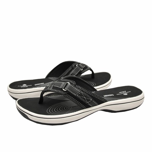 Women's Shoes Clarks BREEZE SEA Casual Flip Flop Sandals 26456 BLACK | eBay
