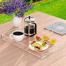 NIUBEE Acrylic Serving Tray 12x20 Inches Spill Proof and Decorative