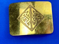 HIPPIE Boho Ornate Lines Pattern Brass tone Belt Buckle