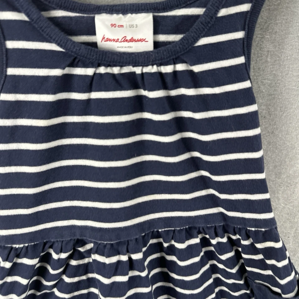 Платье Hanna Andersson в полоску детское размер 3 морское в полоску многоярусное безрукавка опрятное - Изображение 4 из 4