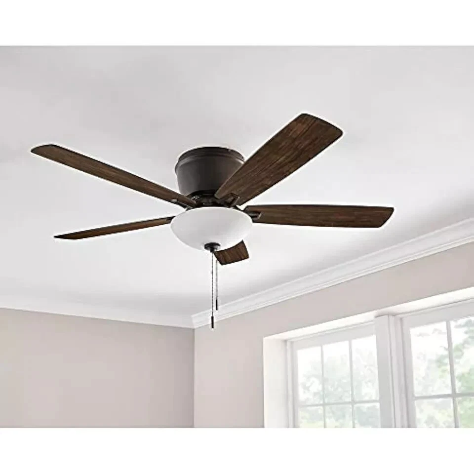 Hampton Bay Melrose 52 in. Indoor LED Hugger Bronze Dry Rated Ceiling Fan - Image 2 of 4