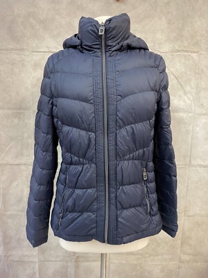 Michael Kors Packable Down Fill Women's Navy Zipper Front Puffer