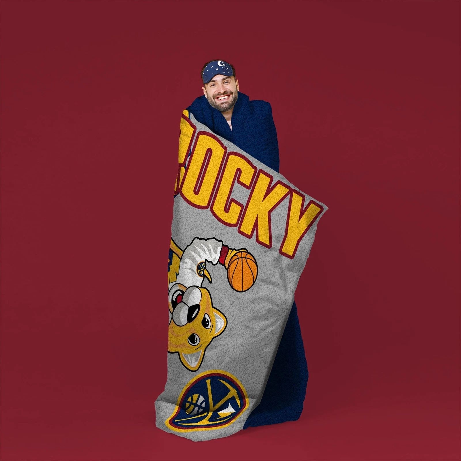 Sleep Squad Denver Nuggets Rocky Mascot Fleece Blanket