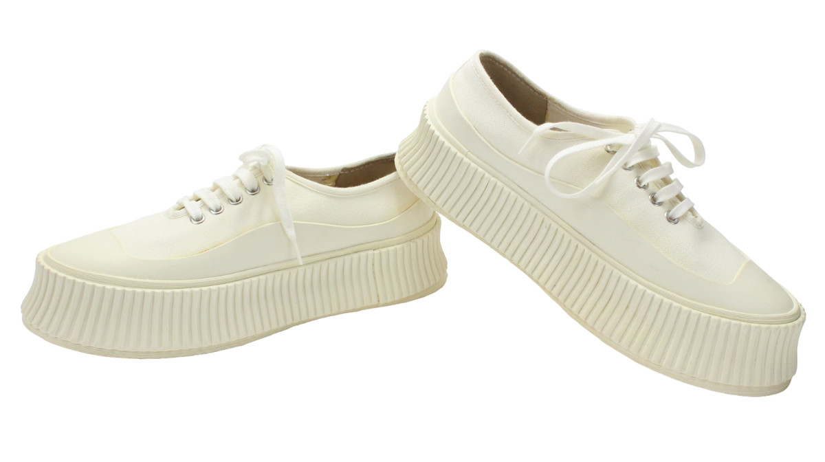 JIL SANDER Sneakers Women's EU 39 Platform Sole Low Top Lace Up Ivory View 4