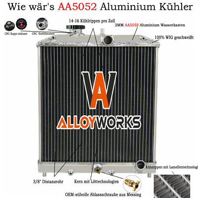 4 Reihe Kühler Aluminium 62mm Für Honda Civic EK EG 92-2000 CRX DEL SOL 93-97