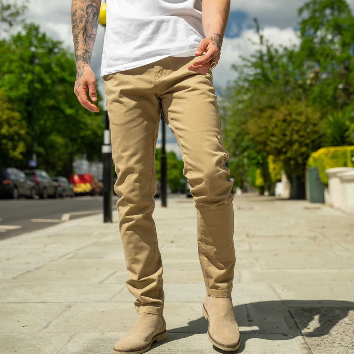 Stretch beige pant Slim fit